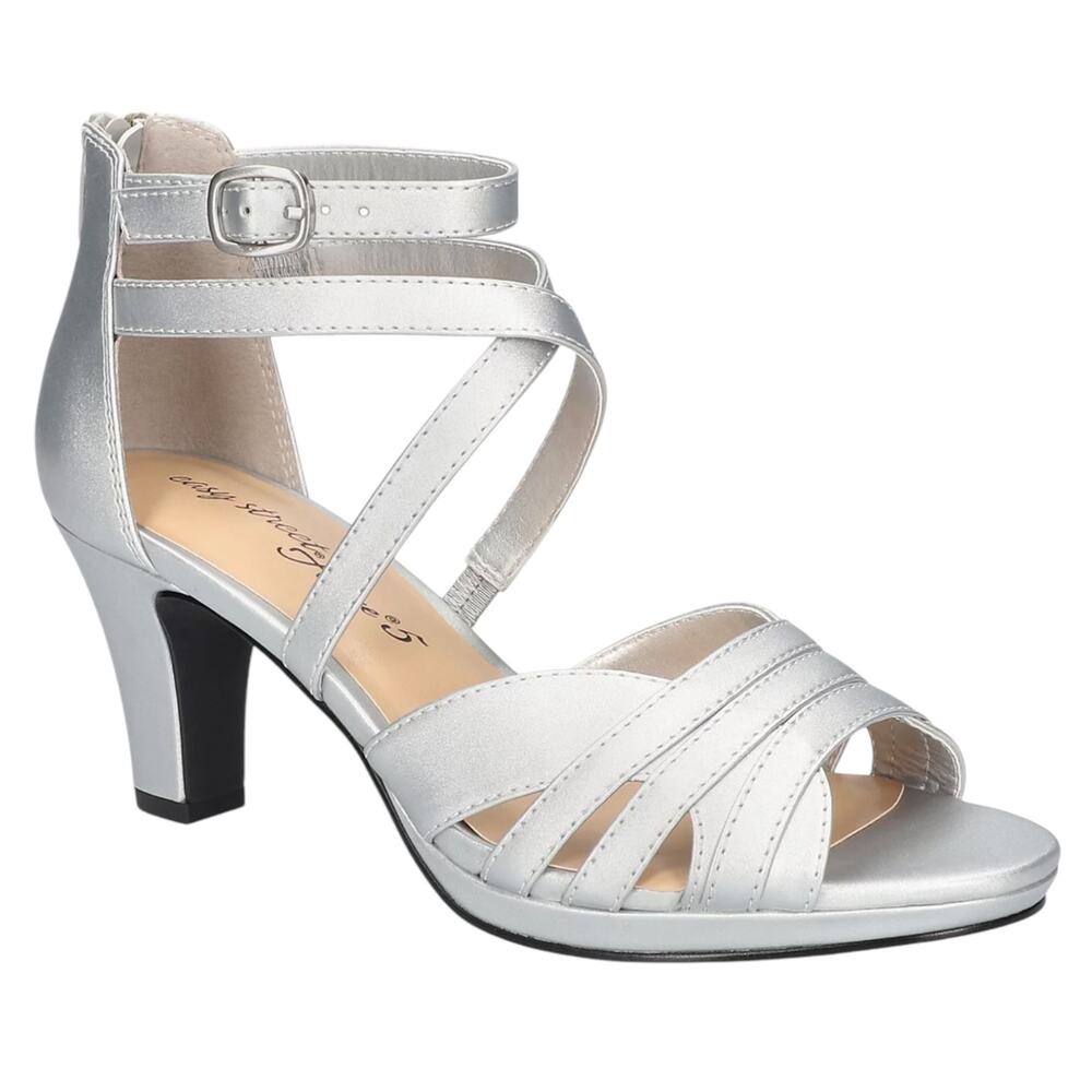 Easy Street Women's Crissa Dress Sandals Silver Size 7 1/2 W
